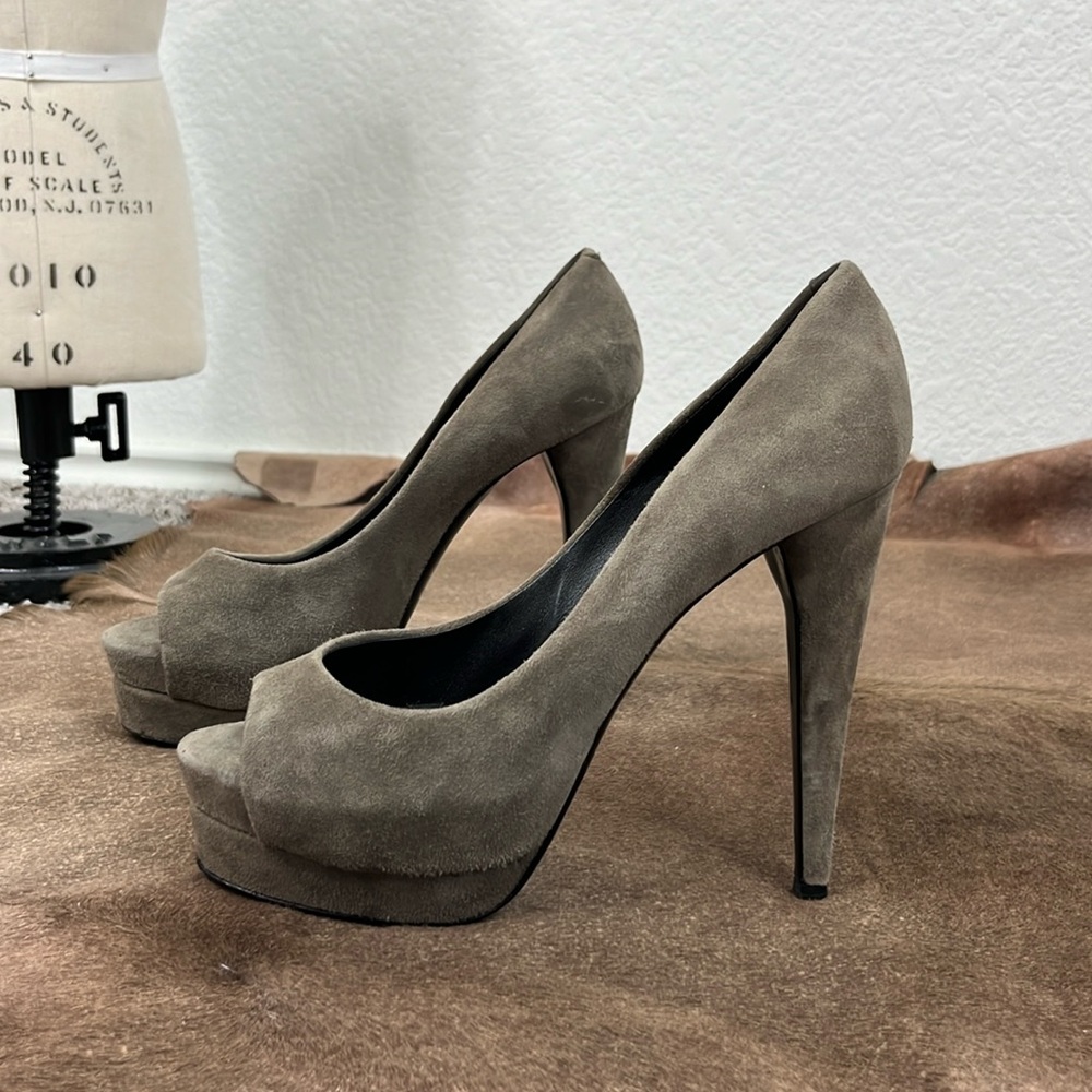 Pierre Hardy Peep Toe Suede Platform Heels
